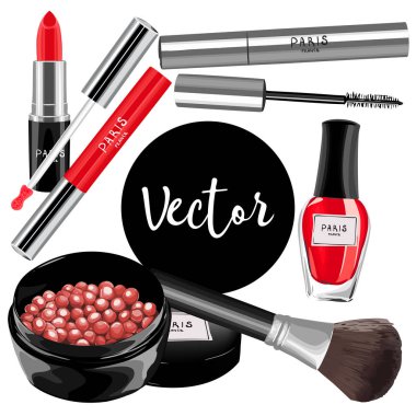 Vektör kadın kozmetik Set
