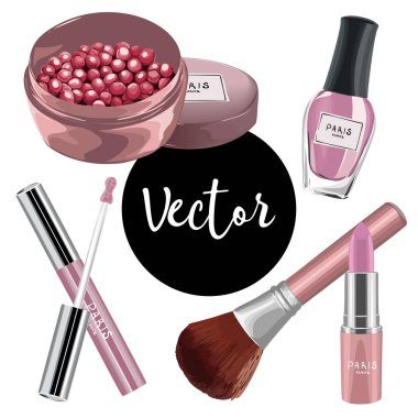 Vektör kadın kozmetik Set