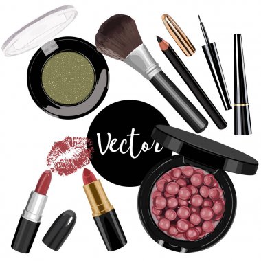 Vektör kadın kozmetik Set
