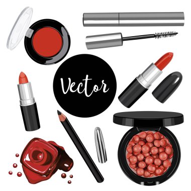 Vektör kadın kozmetik Set