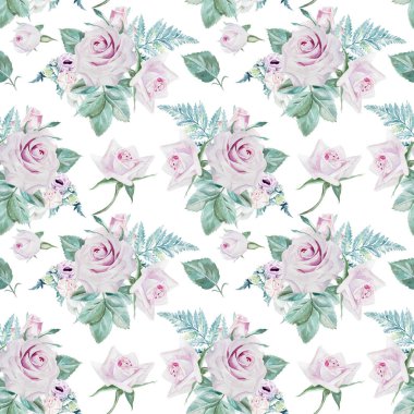 Sorunsuz gül sulu boya desen