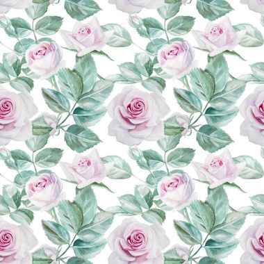 Sorunsuz gül sulu boya desen