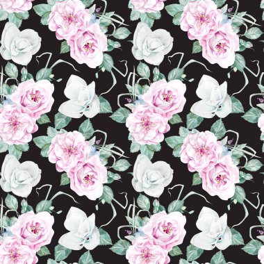 Sorunsuz suluboya Peonies çiçek deseni