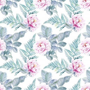 Sorunsuz suluboya Peonies çiçek deseni