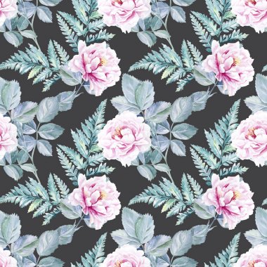 Sorunsuz suluboya Peonies çiçek deseni