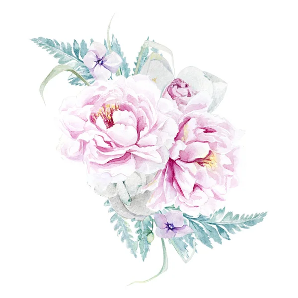 Suluboya çiçek kompozisyon illüstrasyon — Stok fotoğraf