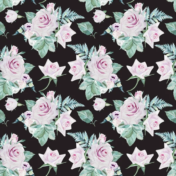 Naadloze rozen aquarel patroon — Stockfoto