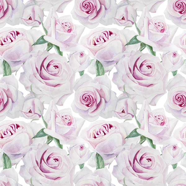 Padrão de aquarela de rosas sem costura — Fotografia de Stock