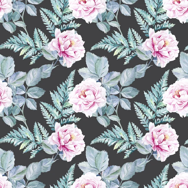 Sorunsuz suluboya Peonies çiçek deseni