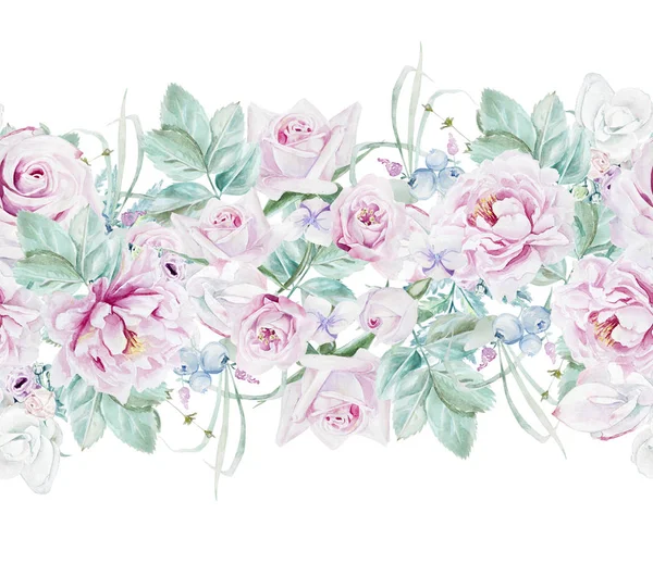 Sorunsuz suluboya Peonies çiçek deseni