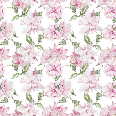 Dikişsiz suluboya çiçek desenli