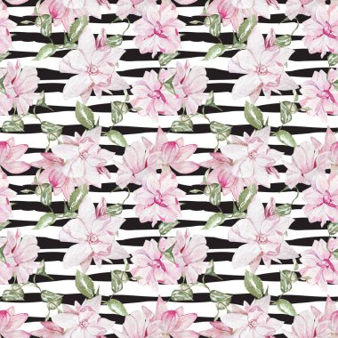 Dikişsiz suluboya çiçek desenli