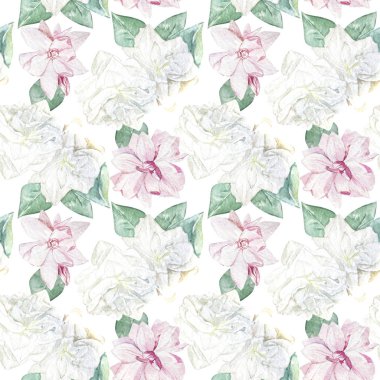 Dikişsiz suluboya çiçek desenli