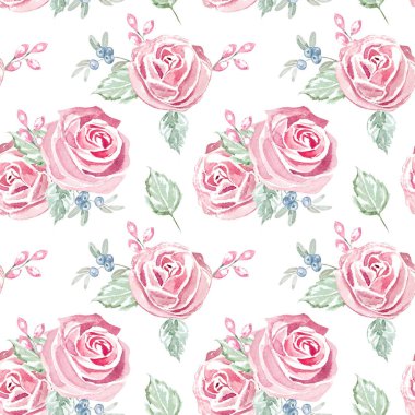 Dikişsiz suluboya çiçek desenli