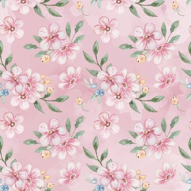 Dikişsiz suluboya çiçek desenli