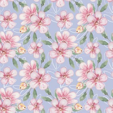 Dikişsiz suluboya çiçek desenli