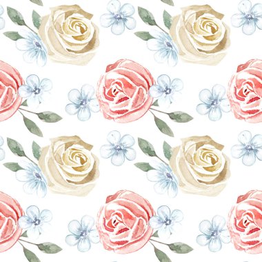 Dikişsiz suluboya çiçek desenli