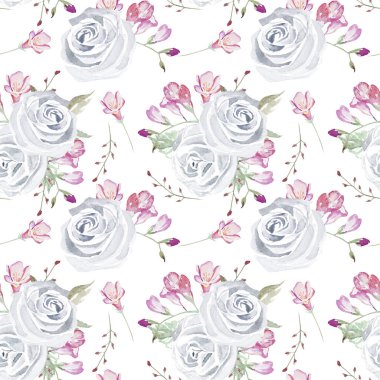 Dikişsiz suluboya çiçek desenli