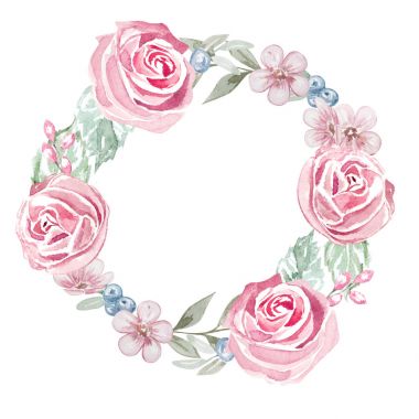 Suluboya çiçek çelenk illüstrasyon