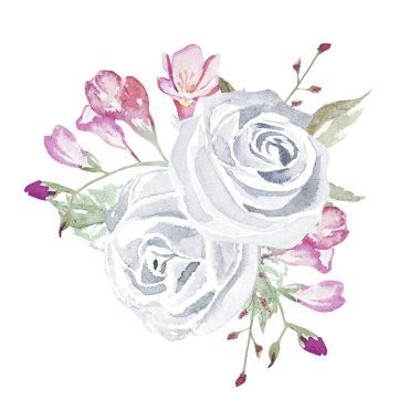 Suluboya çiçek kompozisyon illüstrasyon