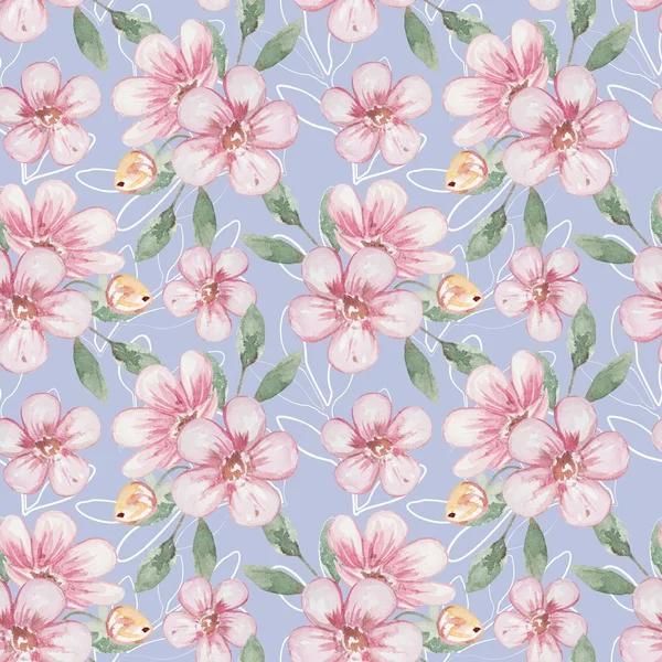 Seamless Watercolor Floral Pattern — Stock Photo, Image