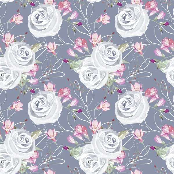 Seamless Watercolor Floral Pattern — Stock Photo, Image