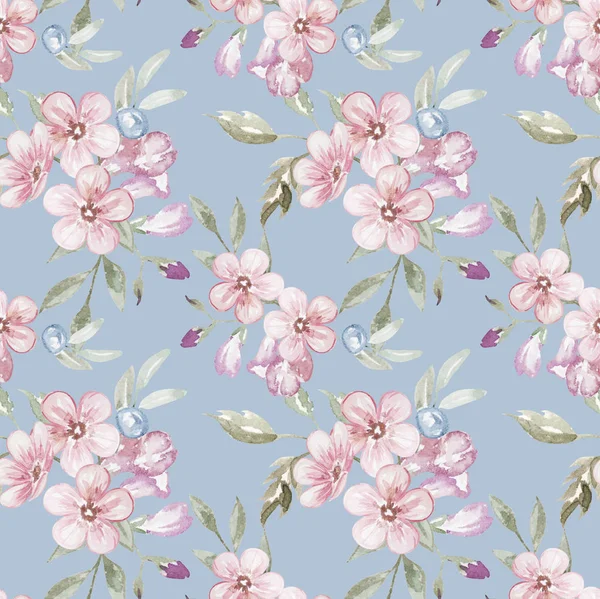 Dikişsiz suluboya çiçek desenli