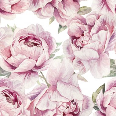 Dikişsiz suluboya çiçek desenli