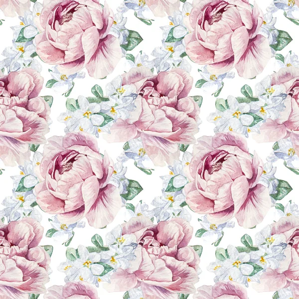 원활한 수채화 꽃 패턴 — 스톡 사진