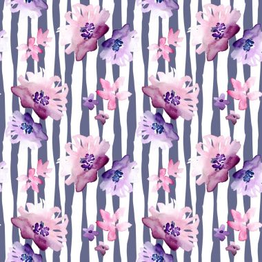 Dikişsiz suluboya çiçek desenli