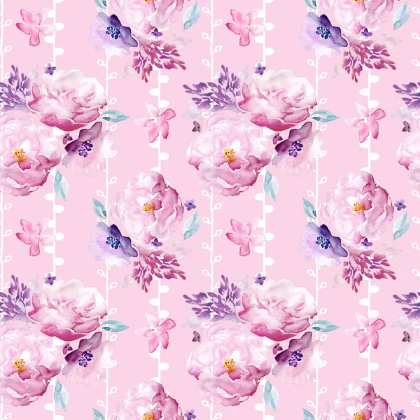 Seamless Watercolor Floral Pattern — Stock Photo, Image