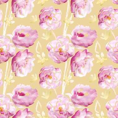 Dikişsiz suluboya çiçek desenli