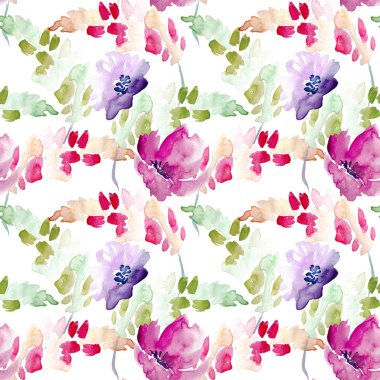 Dikişsiz suluboya çiçek desenli