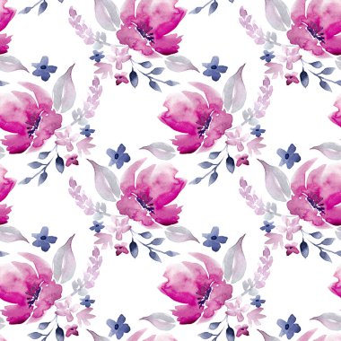 Dikişsiz suluboya çiçek desenli