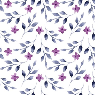 Dikişsiz suluboya çiçek desenli