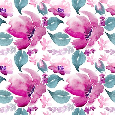 Dikişsiz suluboya çiçek desenli