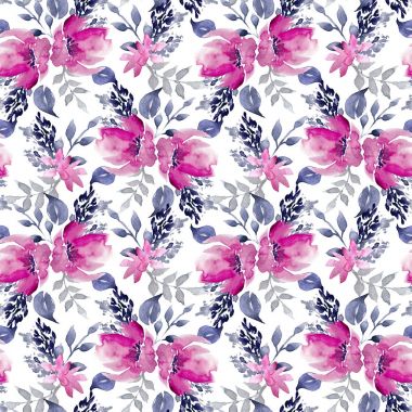 Dikişsiz suluboya çiçek desenli