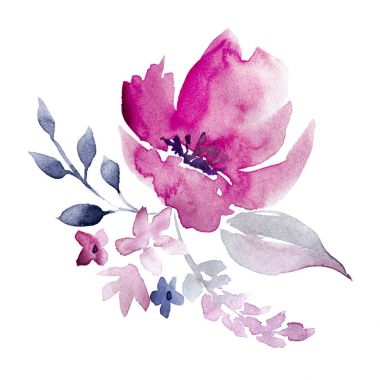 Suluboya elle çizilmiş çiçek öğeleri düzenleme