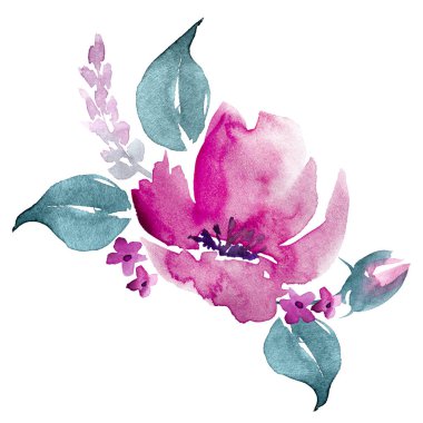 Suluboya elle çizilmiş çiçek öğeleri düzenleme