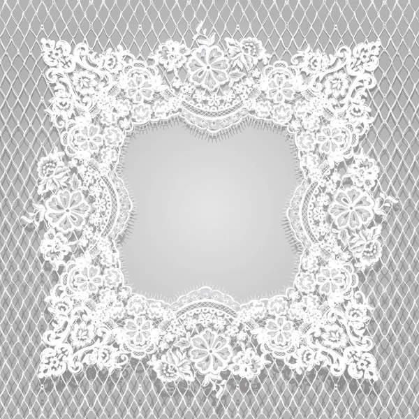 Modèle de cadre en dentelle blanche vectorielle — Image vectorielle