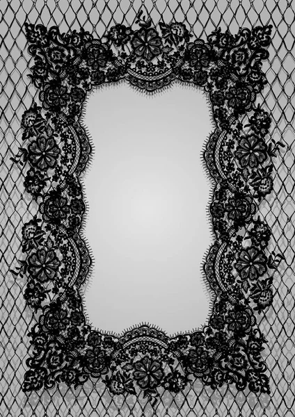 Vector Black Lace Frame Template — Stock Vector