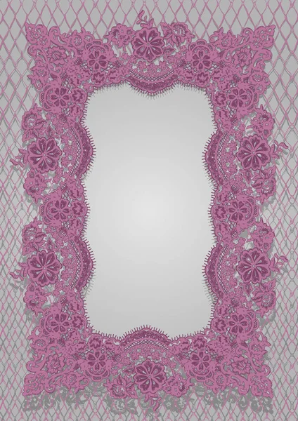 Modèle de cadre en dentelle rose vectorielle — Image vectorielle