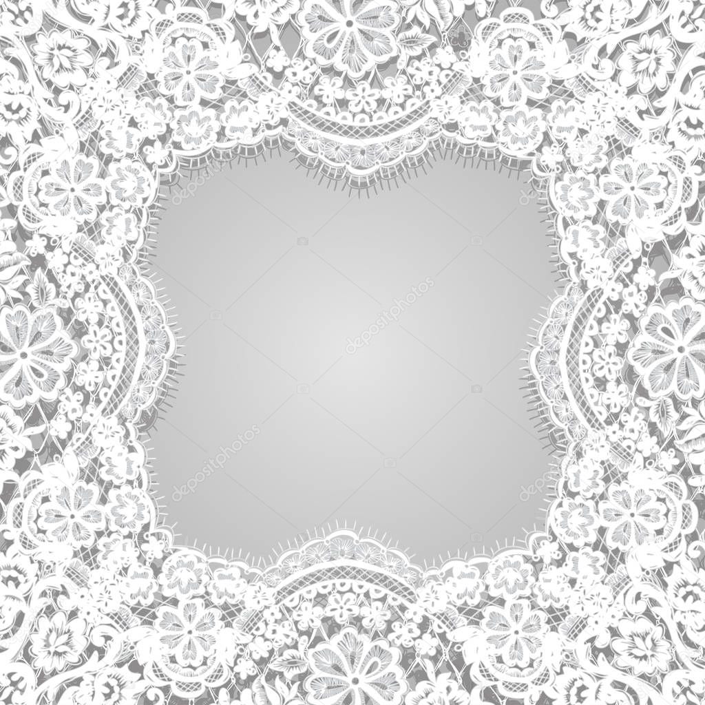 Vector White Lace Frame Template