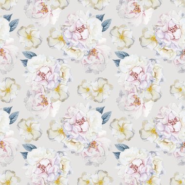 Sorunsuz suluboya Peonies desen