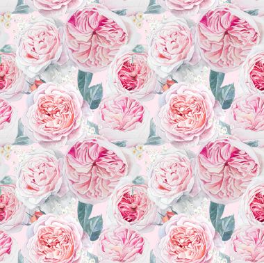 Sorunsuz suluboya pembe gül deseni