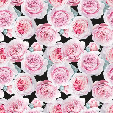 Sorunsuz suluboya pembe gül deseni