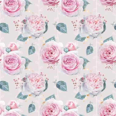 Sorunsuz suluboya pembe gül deseni