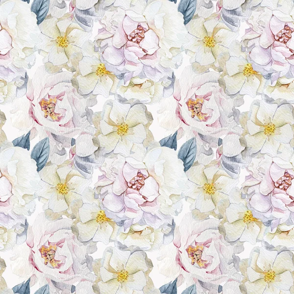 Seamless Watercolor Peonies Pattern — Stock Photo, Image