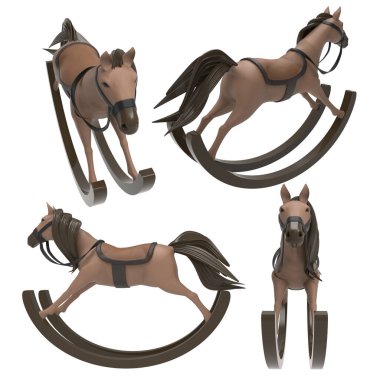 Binici At Oyuncağı İzole Edilmiş Resim - 3B Hazırlama