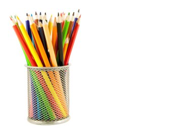 bir stand renkli kalemler